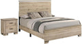 Best Quality Furniture Rustic Light Brown Oak Wood Bedroom Set with Charging Station and LED Lighting