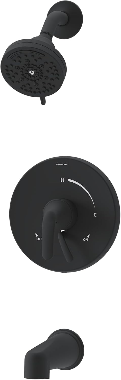 Symmons Elm Single Handle Wall Mount Tub and Shower Trim Kit with Diverter Lever in Matte Black - Valve Not Included - 1.5 GPM Flow Rate - S5592MB15TRM