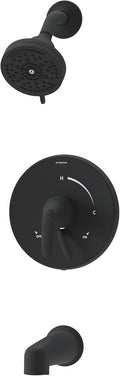 Symmons Elm Single Handle Wall Mount Tub and Shower Trim Kit with Diverter Lever in Matte Black - Valve Not Included - 1.5 GPM Flow Rate - S5592MB15TRM