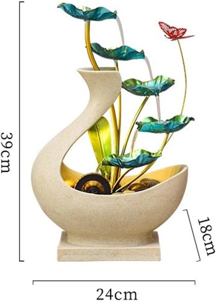 Tabletop Fountain Water Fountain 5 Tier Lotus Leaf Tabletop Fountain Relaxation Waterfall for Room Decoration