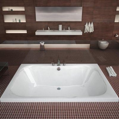 4060N Dominica 60' x 23' Rectangular Bathtub Drain Location: Left, Finish: White, Trim Finish: White
