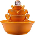 Tabletop Water Fountain Indoor Water Fountain with Rolling Ball Feng Shui Tabletop Fountain Home Office Decoration Office Relaxation Meditation Fountain(Orange)