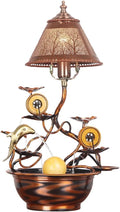 Retro Tabletop Fountain with Fish Tank - Bonsai Copper Table Lamp, Home Decor, Flowing Water Feature