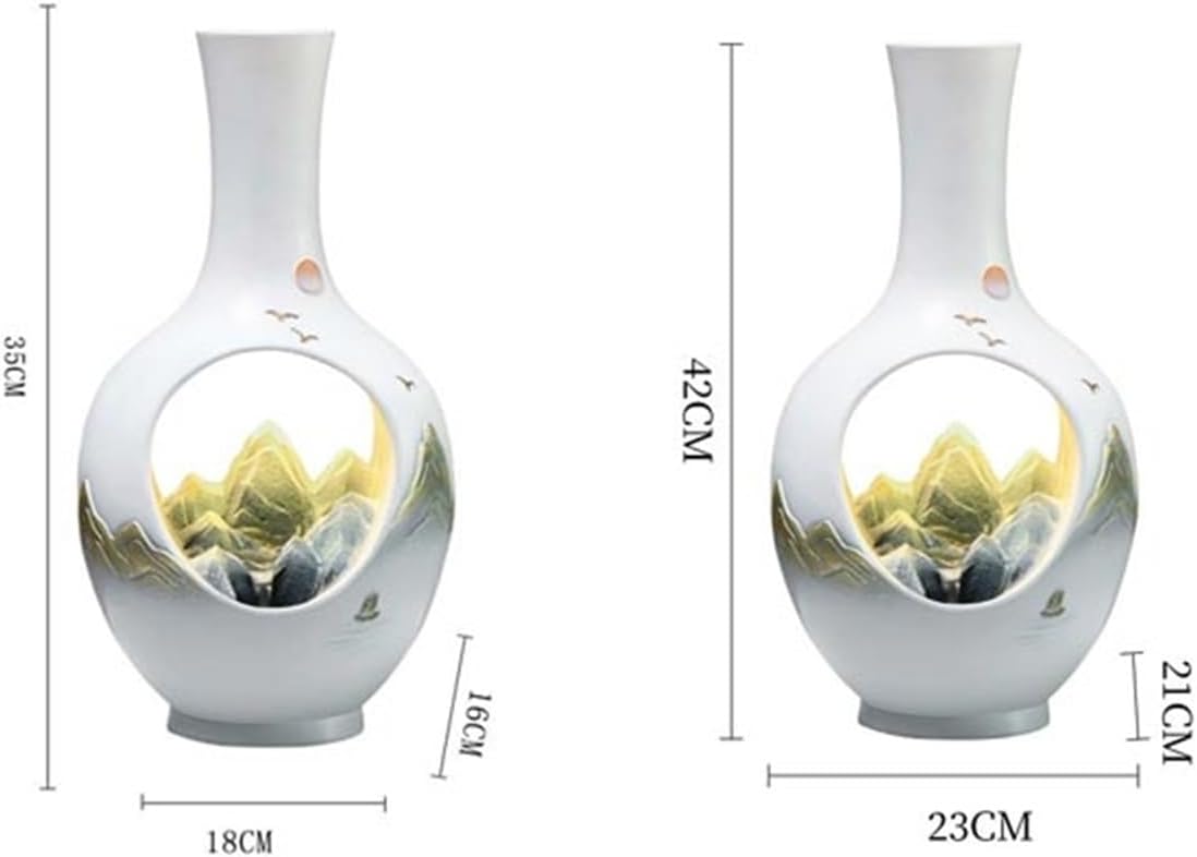 Tabletop Water Fountain Tabletop Water Fountain, Chinese Vase with Flowing Water Ornaments for Home Office Office Relaxation Meditation Fountain(Small)