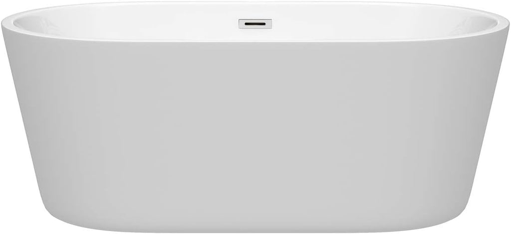Carissa 60 inch Freestanding Bathtub in White with Polished Chrome Drain and Overflow Trim