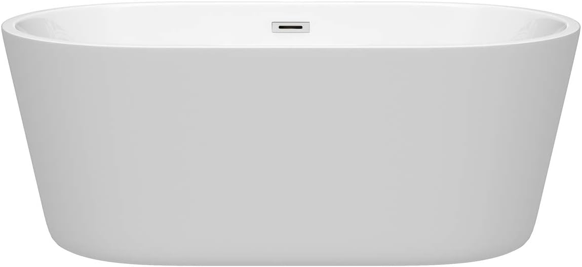 Carissa 60 inch Freestanding Bathtub in White with Polished Chrome Drain and Overflow Trim