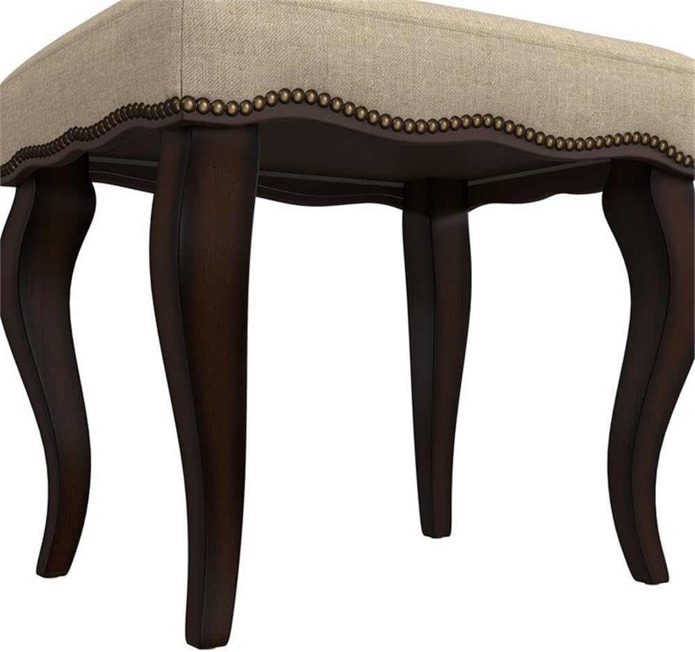Hillsdale Hamilton Wood and Upholstered Backless Vanity Stool for Makeup Room and Bathroom, Burnished Oak