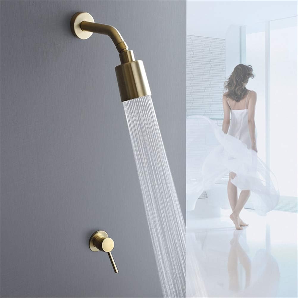 Bathroom Shower Faucet Set in-Wall Copper Brushed Gold/Black/Chrome Shower Head Concealed Shower Set Bath Spray Rainfall Shower System,Gold