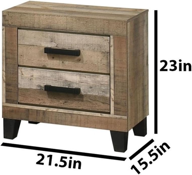 Best Quality Furniture 4 Piece Weathered Brown Pine Wood Bedroom Set in Queen