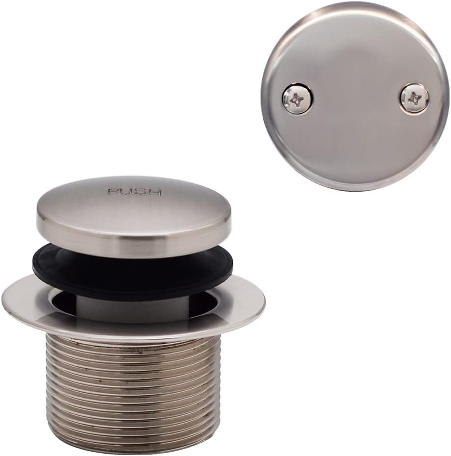 Westbrass 593244-4-07 14' x 1-1/2' White Tubular Bathtub Waste & Overflow Assembly with Tip-Toe Drain Plug and 2-Hole Faceplate, Satin Nickel (4-Pack)