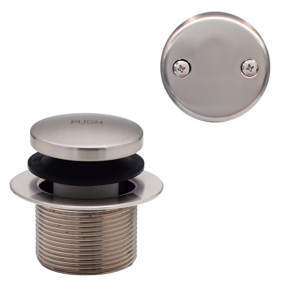 Westbrass 14' 17 Gauge Brass Tip-Toe Drain Bath Waste and Overflow with 2-Hole Faceplate, Satin Nickel, D325-07