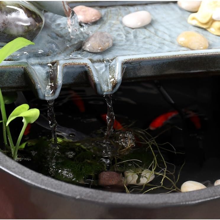 Tabletop Fountains Desktop Fountain Ceramic Water Ornaments Desktop Fish Tank Humidifier Fountain Living Room Zen Ornaments Indoor Tabletop Water Fountain