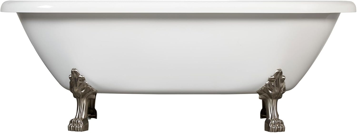 Signature Hardware 479955 Audrey 59' Acrylic Clawfoot Tub with Integrated Overflow, Lion Paw Feet and Tap Deck - Less Drain Assembly