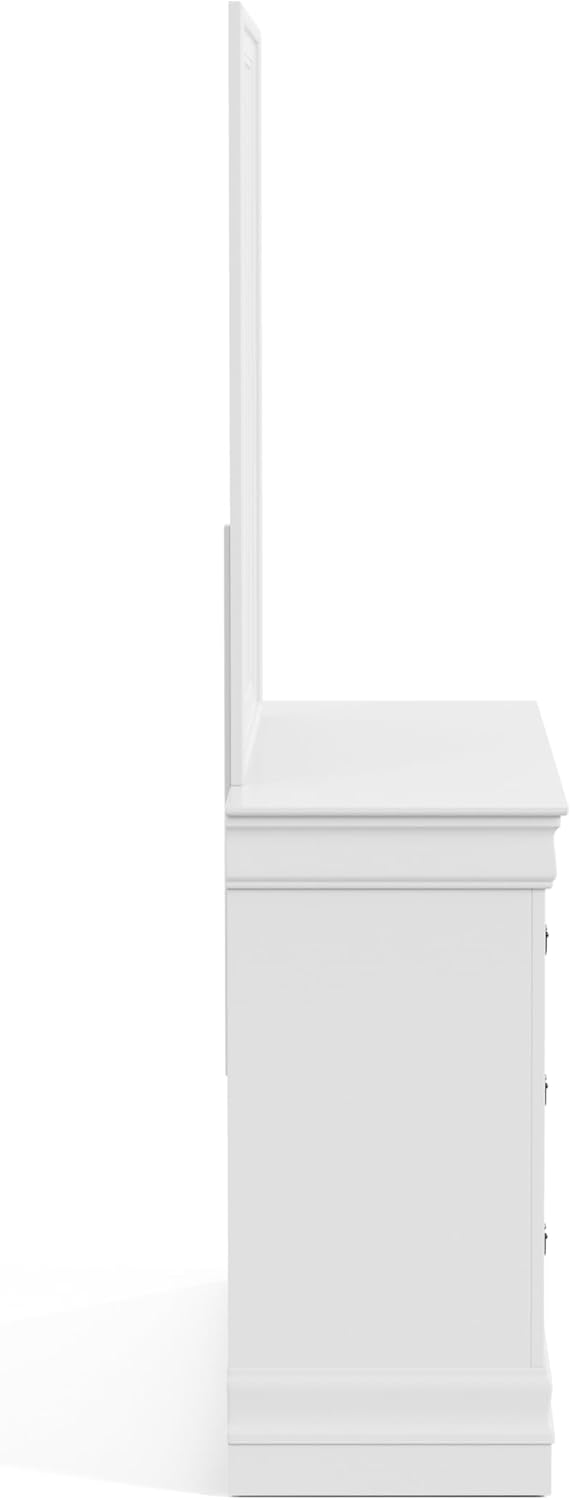 Furniture of America Arabella Traditional Solid Wood 5 Piece Bedroom Set with King Bed Frame, Nightstands, Dresser with Mirror, Storage and Organization, Bedframe Box Spring Needed, White