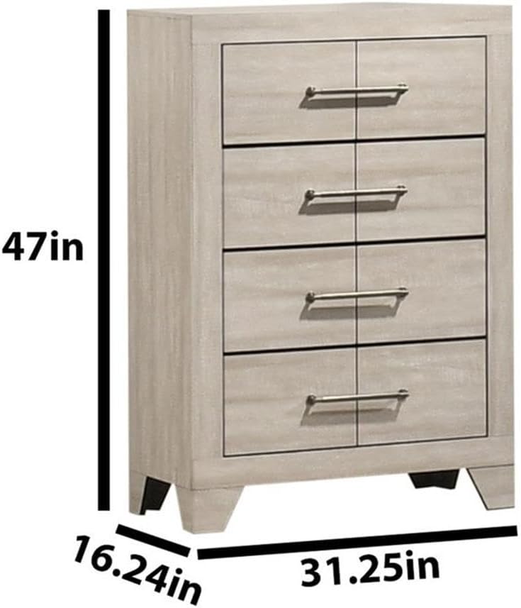 Best Quality Furniture 5 Piece Bedroom Set in Rustic Gray Oak Wood in King