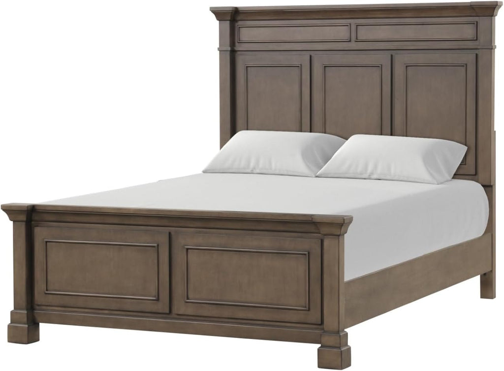 MASARA 3-Piece Transitional Bedroom Set, Dark Walnut Queen Or King Bed with 2 Nightstands, Birch Veneer and Engineered Wood, French Dovetail Construction (Queen)