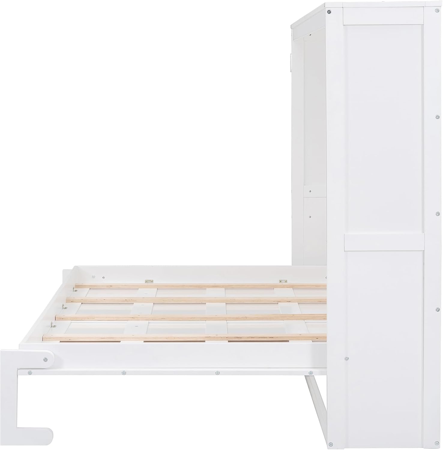 Merax Modern Farmhouse Solid Wood Murphy Bed Chest/Space Saving/Wood Slat Support/Queen,White