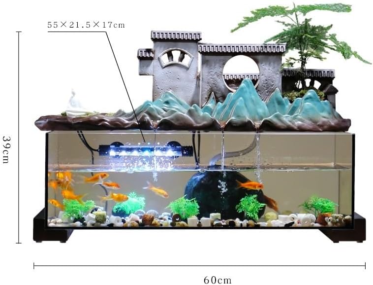 Waterfall Fountain Fish Tank Water Ornaments Living Room Fish Farming Water Circulation Rockery Fountain Office Decoration Tabletop Fountains