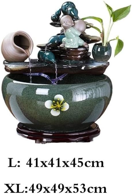 Tabletop Fountain Ceramic Fish Tank with Circulating Water Feature, Landscape Goldfish with Lily Pot Tabletop Water Fountain(XL)