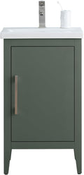 Vanity Art 20 inch Bathroom Vanity with Single Sink & Ceramic Top, Vanity Cabinet with Soft-Closing Doors, Solid Wood Frame, Vintage Green, VA9020-VG-BN1