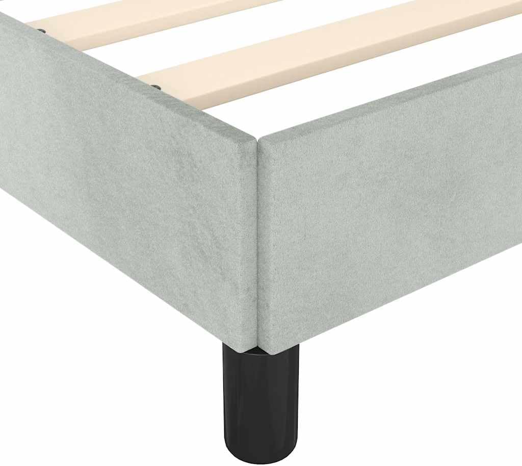 Light Gray Velvet Twin Bed Frame with Plywood and Engineered Wood, Breathable Fabric for Cool Sleep, Sturdy Build for Adult Use, Modern Design Fits Any Room Decor,
