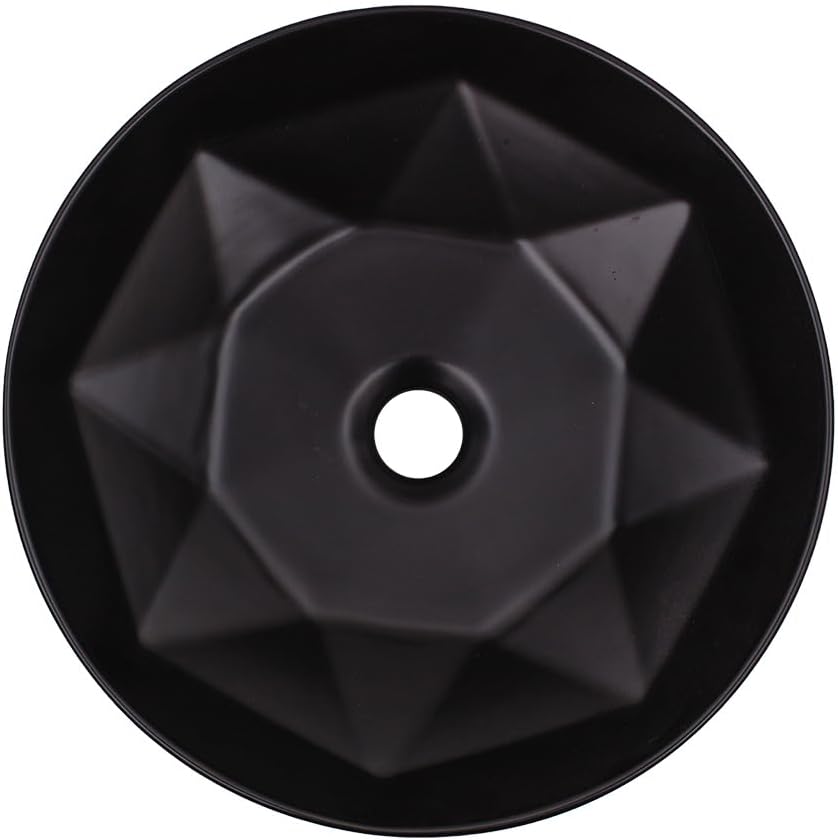 Strictly Sinks Round Ceramic Luxury Vessel Sink - 16 Inch Round Black Vessel Sink, Modern Ceramic Countertop Bathroom Sink – Easy to Install Above Counter Luxurious Bathroom Vessel Sink