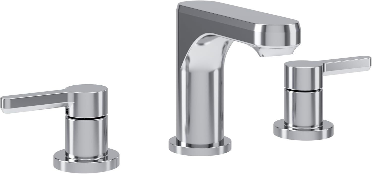 Symmons Solarity Two Handle Widespread Bathroom Sink Faucet with Push Pop Drain in Polished Chrome