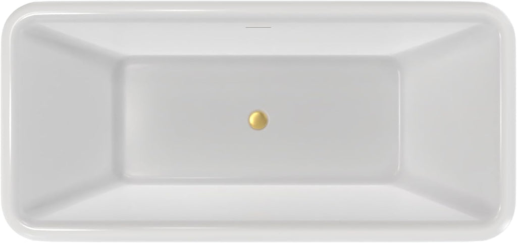 Crest 67 in. L x 31-1/2 in. W x 24-1/2 in. H Freestanding Acrylic Bathtub, Brushed Brass Drain
