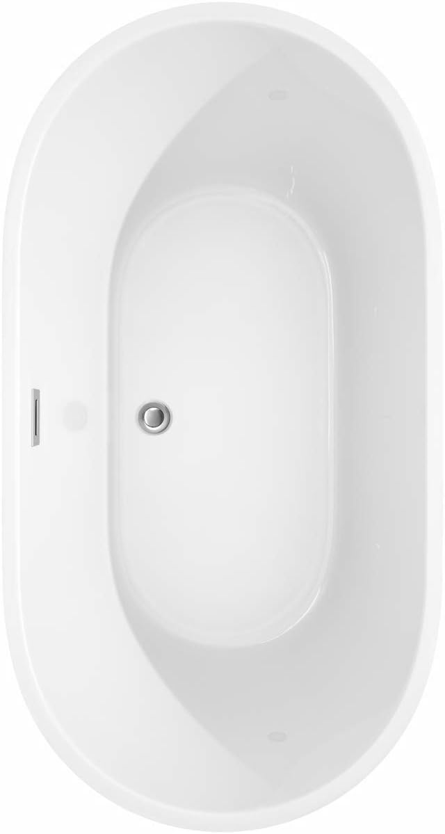 Carissa 60 inch Freestanding Bathtub in White with Polished Chrome Drain and Overflow Trim