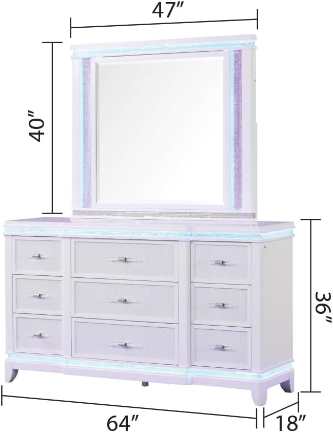 King 5 Pc Bedroom Set in Milky White