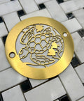 4 Inch Round Shower Drain Cover, Turtle Design (Brushed Brass)