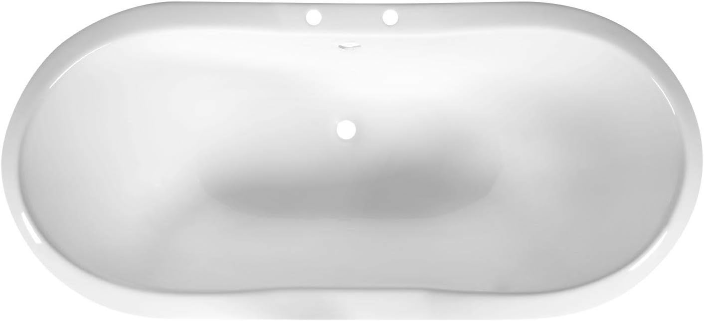 Signature Hardware 915546-72-RH-ND Arabella 72' Cast Iron Soaking Clawfoot Tub with Pre-Drilled Overflow Hole and 7' Rim Holes - Less Drain - White/Oil Rubbed Bronze Feet