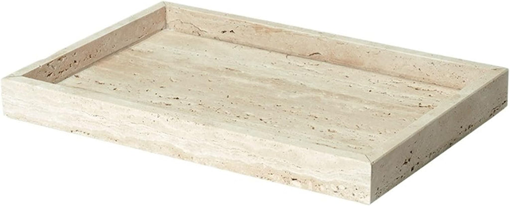 Beige Travertine Bathroom Accessories Set Natural Marble Soap Dispenser Soap Reed Diffuser Vanity Tray Kit Bathroom(Color-20)