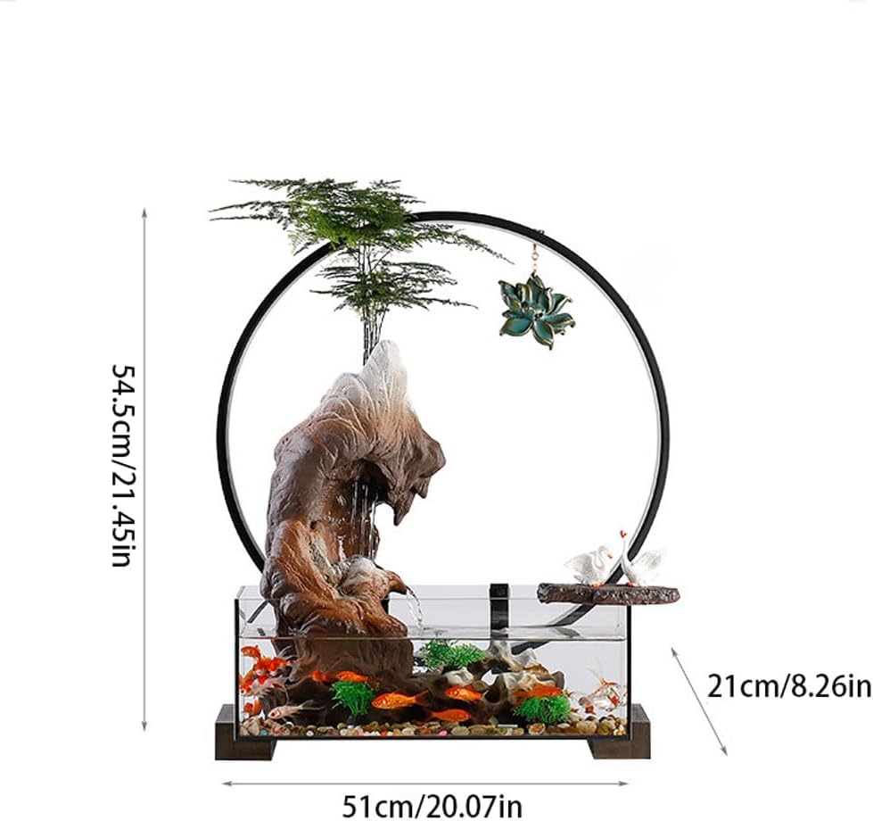 Waterfall Fountain Indoor Home Water Fish Tank Ornaments Living Room Desktop Chinese Rockery Wheel Circulation Fountain Table Top Water