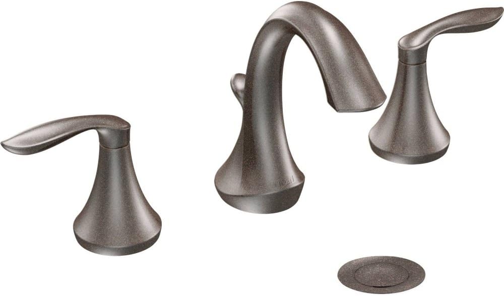 Moen Eva Oil-Rubbed Bronze Two-Handle High-Arc 8-Inch Widespread Bathroom Faucet with Drain Assembly, Valve Required, T6420ORB