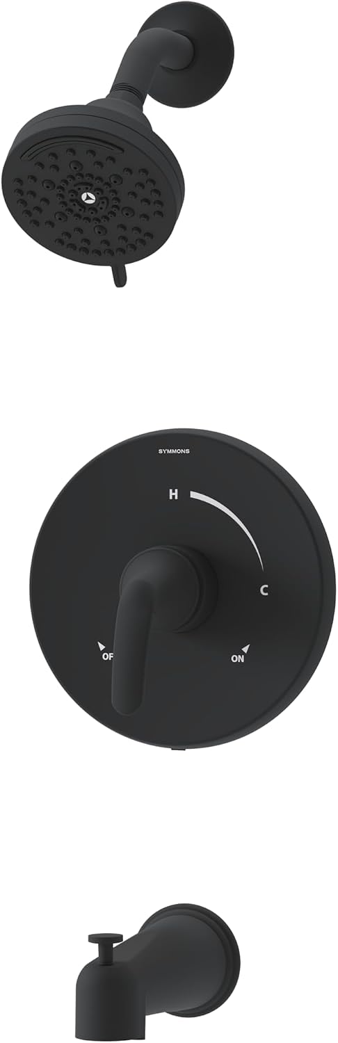 Symmons Elm Single Handle Wall Mounted Tub and Shower Trim Kit with Diverter Lever in Matte Black (Valve Not Included) - 5592MB15TRM