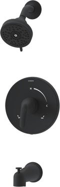 Symmons Elm Single Handle Wall Mounted Tub and Shower Trim Kit with Diverter Lever in Matte Black (Valve Not Included) - 5592MB15TRM