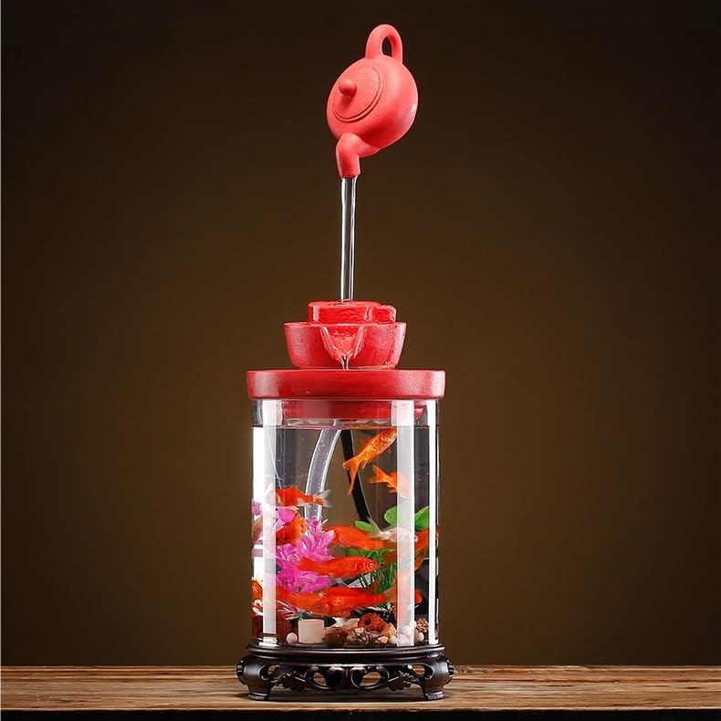 Small Indoor Fountains Tabletop Fountain Flowing Water Fish Tank Ornaments Circulating Glass Landscape Living Room Office Desktop Ornaments Desktop Fountains for Home