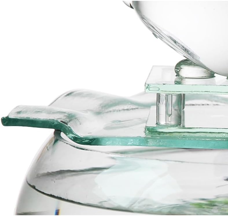 Relaxing Original Small Creative Glass Tabletop Fountain Home Aquarium with Water Flow Decor for Living Room Tv Cabinet Indoor