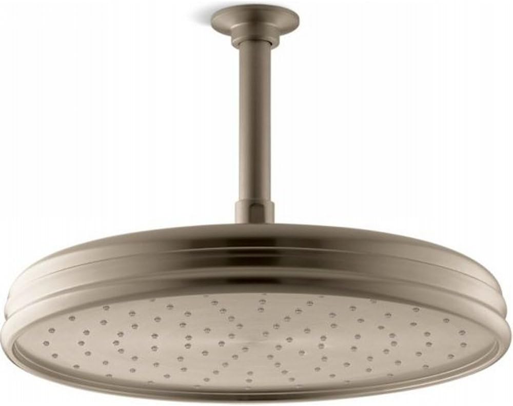 KOHLER 13694-BV Traditional Round Rain Showerhead with Katalyst Air Induction Spray, 2.5 GPM, 12-Inch, Vibrant Brushed Bronze