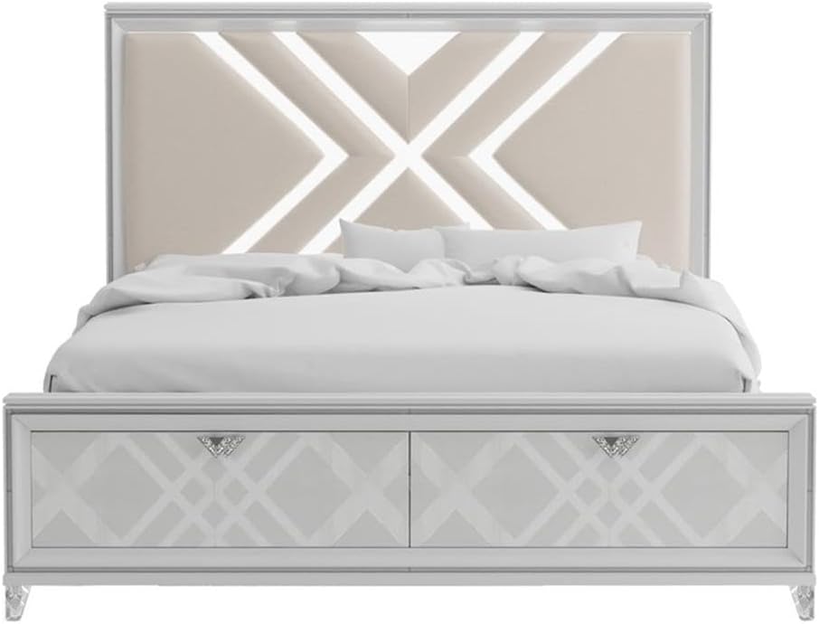 Furniture of America FOA Anaiya 5-Piece Contemporary Wood California King Bed Set in White