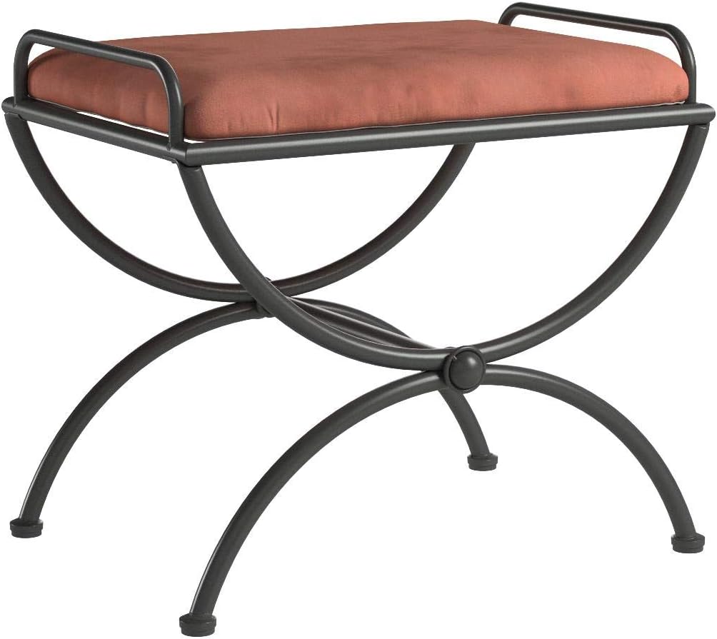 International Caravan Iron Vanity Stool with Microsuede Cushion, Terra Cotta