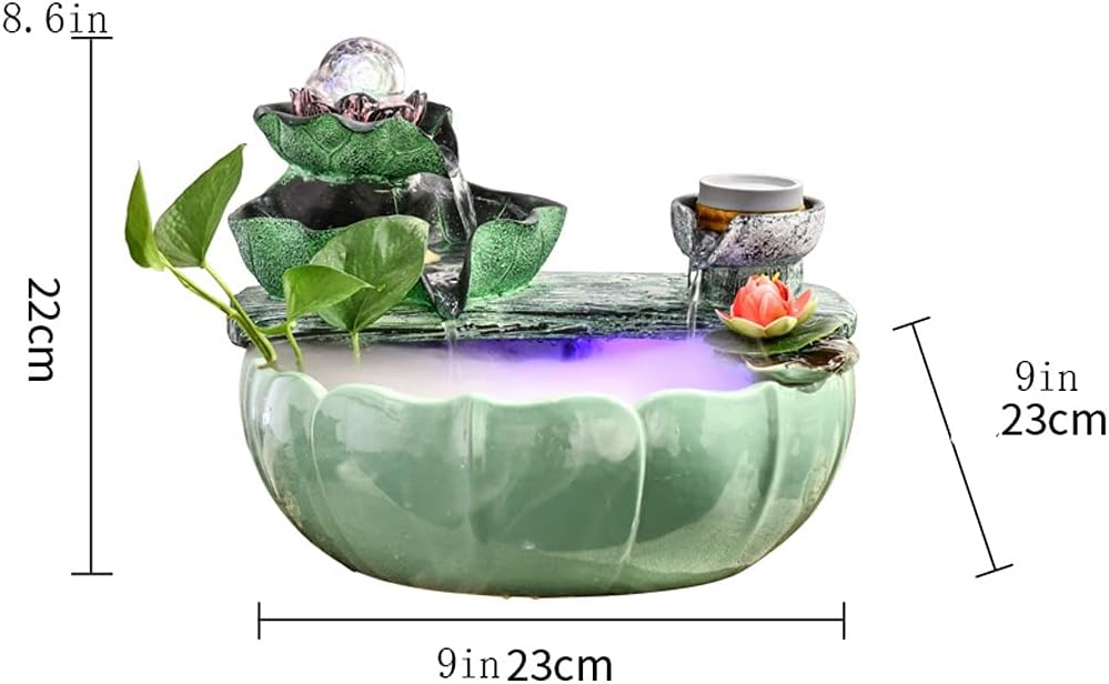 Tabletop Fountain Tabletop Fountain Ceramic 8.66 Inches Desktop Fountain Indoor Fountain Landscape Fish Tank with Lucky Ball Desktop Decor Exquisite Decoration
