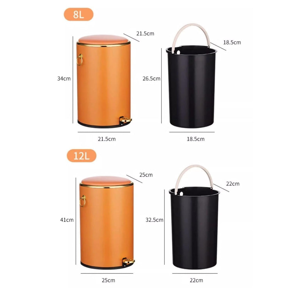 Fashionable Indoor Garbage Bin, Round Stainless Steel Trash Can with Lid, Soft-Close Pedal Trash Can with Side Handle, Removable Liner, for Living Room Bedroom, Bathroom, Office ,Get More Storage(Blue
