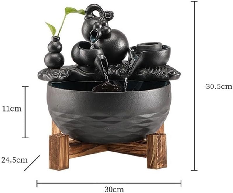Indoor Water Feature,Ornaments Tabletop Fountain, Desktop Running Ceramic Fish Tank Living, Chinese Artificial Tree