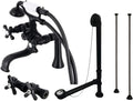 Kingston Brass CCK228MB Vintage Deck Mount Clawfoot Tub Faucet Package with Supply Line, Matte Black