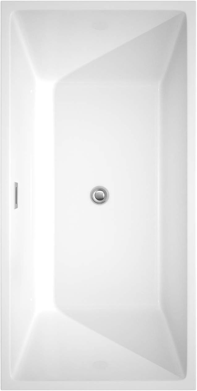 Sara 63 inch Freestanding Bathtub in White with Polished Chrome Drain and Overflow Trim