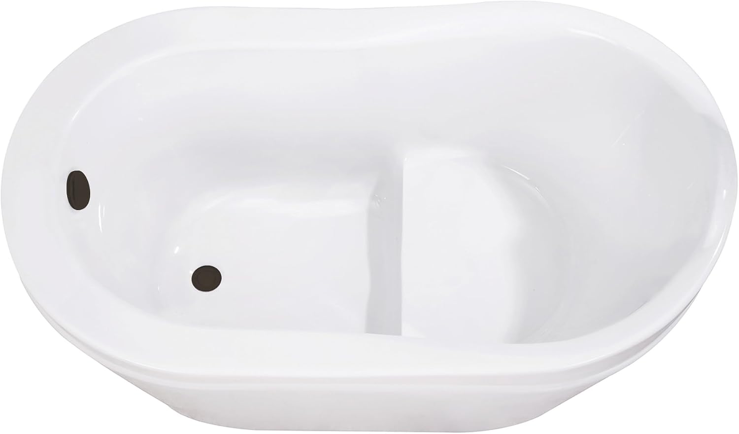 Kingston Brass VTRS523030M5 52' Acrylic Oval Single Slipper Freestanding Tub with Overflow/Drain Assembly and Integral Seat, Glossy White/Oil Rubbed Bronze