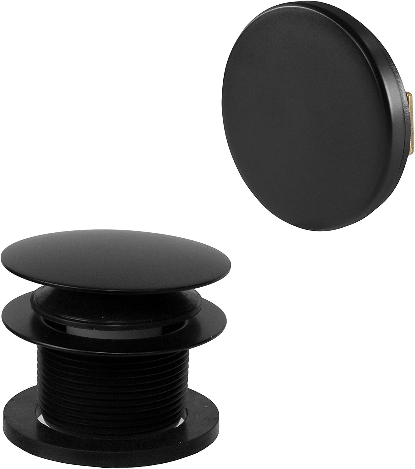 Westbrass A326HBJ-62 25' Brass Bath Waste & Overflow Assembly with European Tip-Toe Drain Plug and Illusionary Faceplate, Matte Black