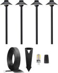 Gardenreet 12V Brass Landscape Black Path Lighting Kit (4 Pack Path Lights) with 100 Feet Cable and 20Pack Wire Connectors for Outdoor House Garden Patio Walkway Without Low Voltage Transformer